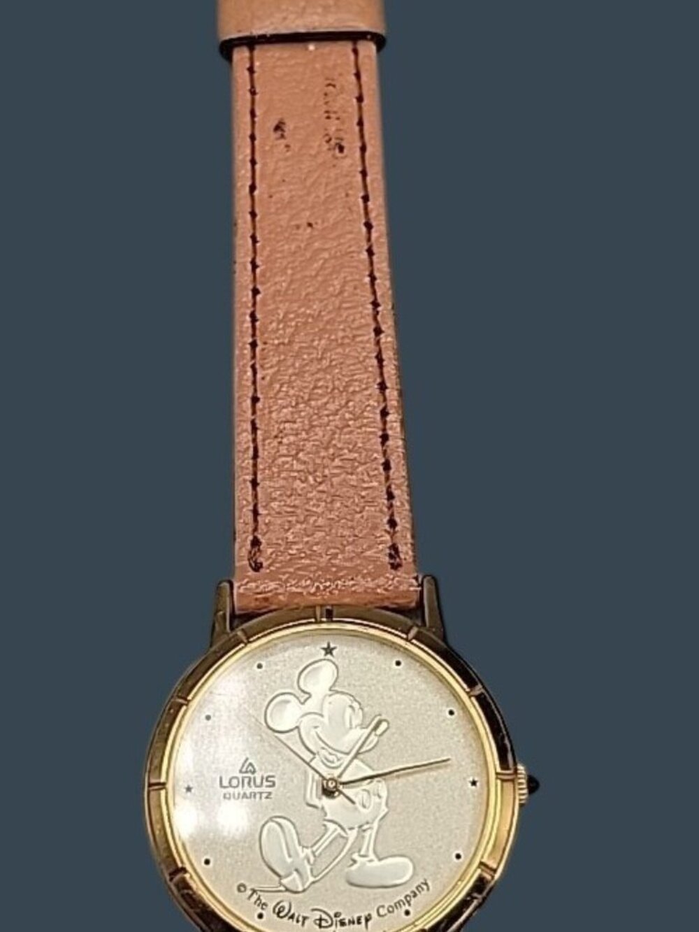 Vtg Lorus Seiko Mickey Mouse Quartz Watch V811-5410 Gold Tone 7" Leather Band - Picture 6 of 16